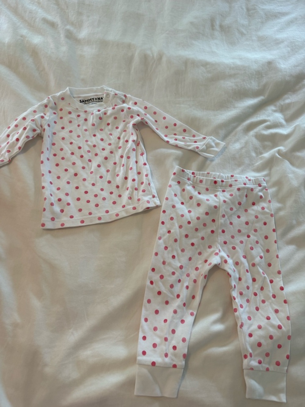Sammy + Nat Pink Polka Dot Pajama Set- Size 18M